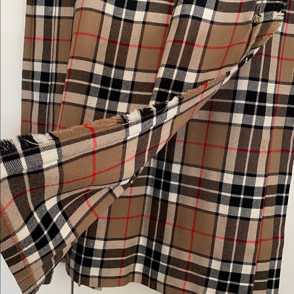 James Pringle Weavers Wool Fringe Plaid Kilt Maxi Skirt Tan US 12 - Picture 4 of 9